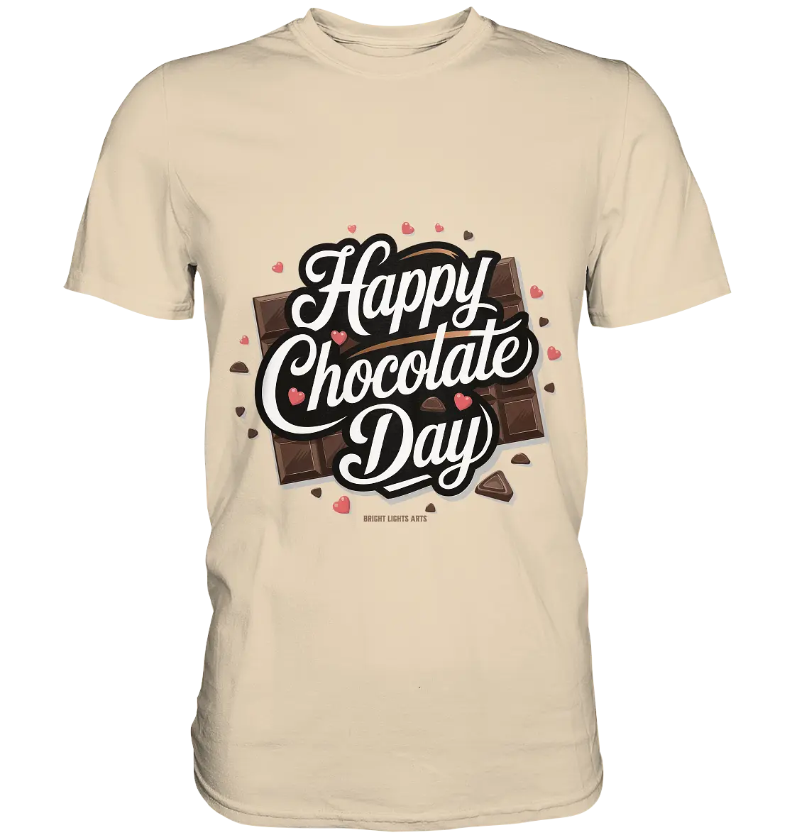 Happy Chocolate Day Festliches Design mit Schokoladenherzen und tafeln - Premium Shirt Bright Lights Arts