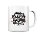 Happy Chocolate Day Festliches Design mit Schokoladenherzen und tafeln - Tasse glossy Bright Lights Arts