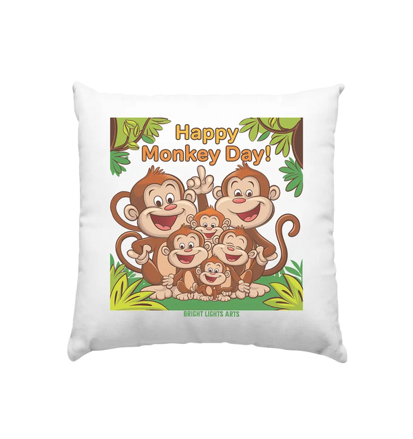 Happy Monkey Day – Fröhliche Affenfamilie - Kissen 40x40cm Bright Lights Arts