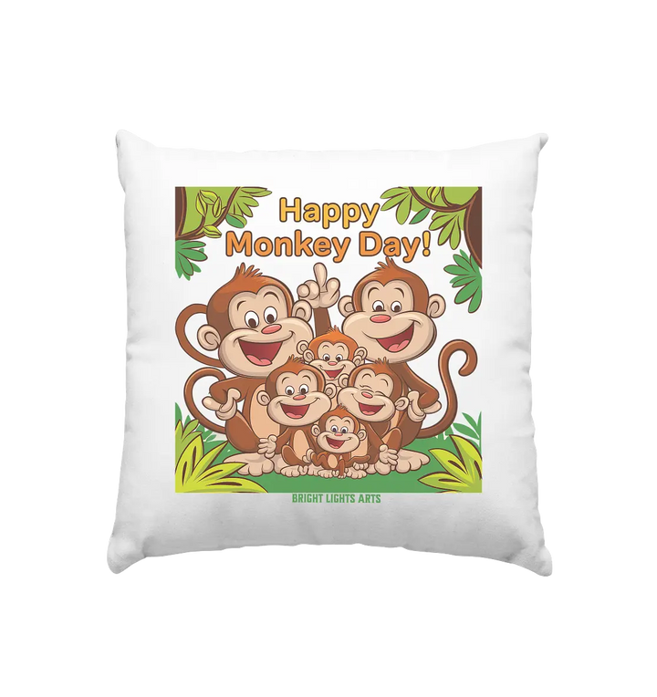 Happy Monkey Day – Fröhliche Affenfamilie - Kissen 40x40cm Bright Lights Arts