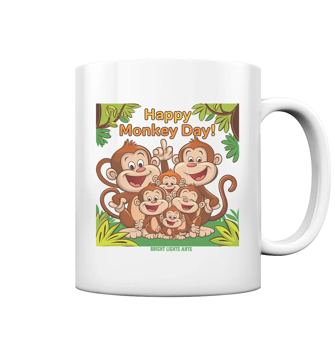 Happy Monkey Day – Fröhliche Affenfamilie - Tasse glossy Bright Lights Arts