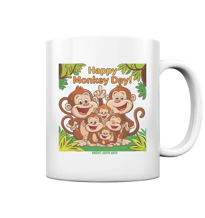 Happy Monkey Day – Fröhliche Affenfamilie - Tasse glossy Bright Lights Arts