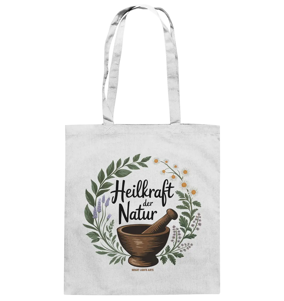 Heilkraft der Natur – Pflanzliches Logo - Baumwolltasche Bright Lights Arts