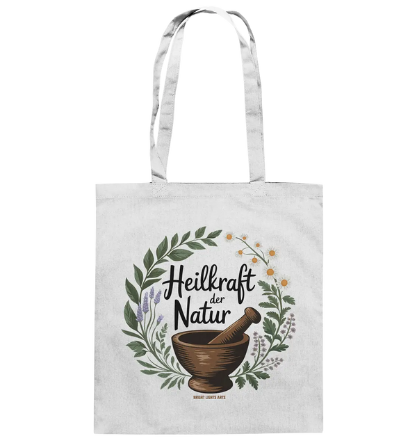 Heilkraft der Natur – Pflanzliches Logo - Baumwolltasche Bright Lights Arts