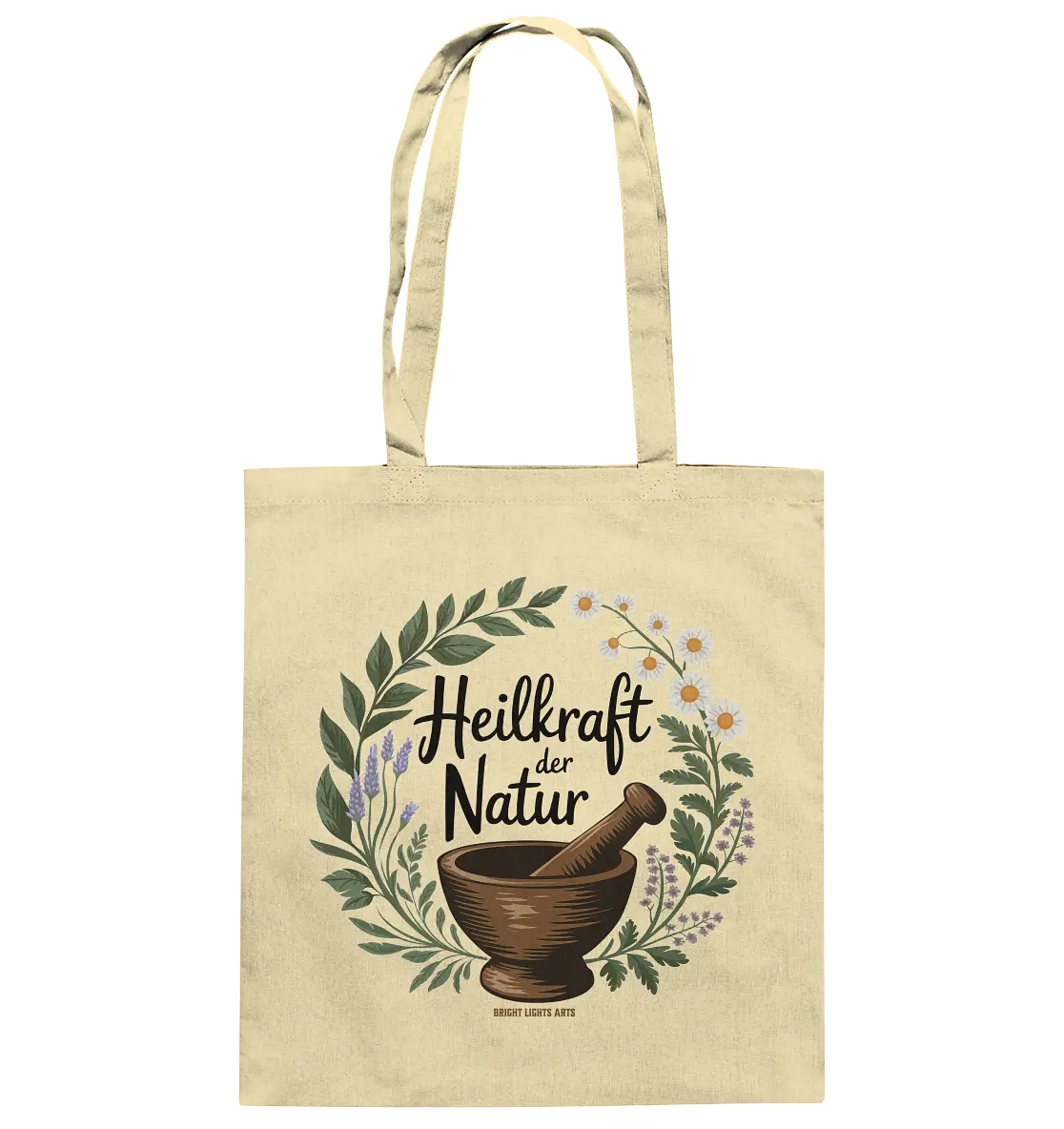 Heilkraft der Natur – Pflanzliches Logo - Baumwolltasche Bright Lights Arts