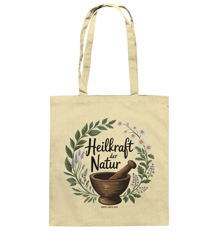 Heilkraft der Natur – Pflanzliches Logo - Baumwolltasche Bright Lights Arts