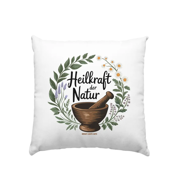 Heilkraft der Natur – Pflanzliches Logo - Kissen 40x40cm Bright Lights Arts