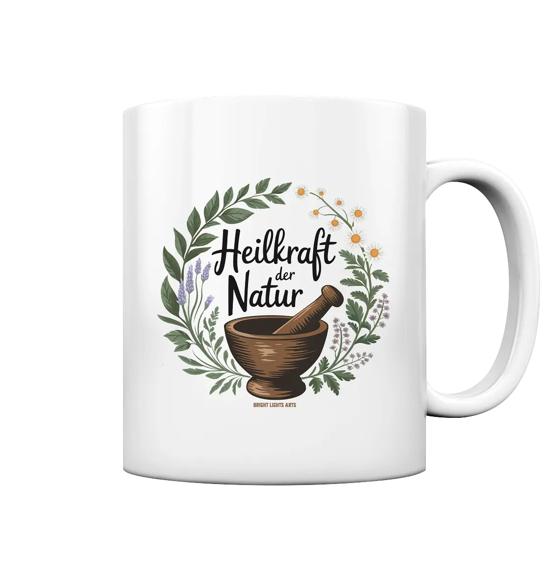 Heilkraft der Natur – Pflanzliches Logo - Tasse glossy Bright Lights Arts