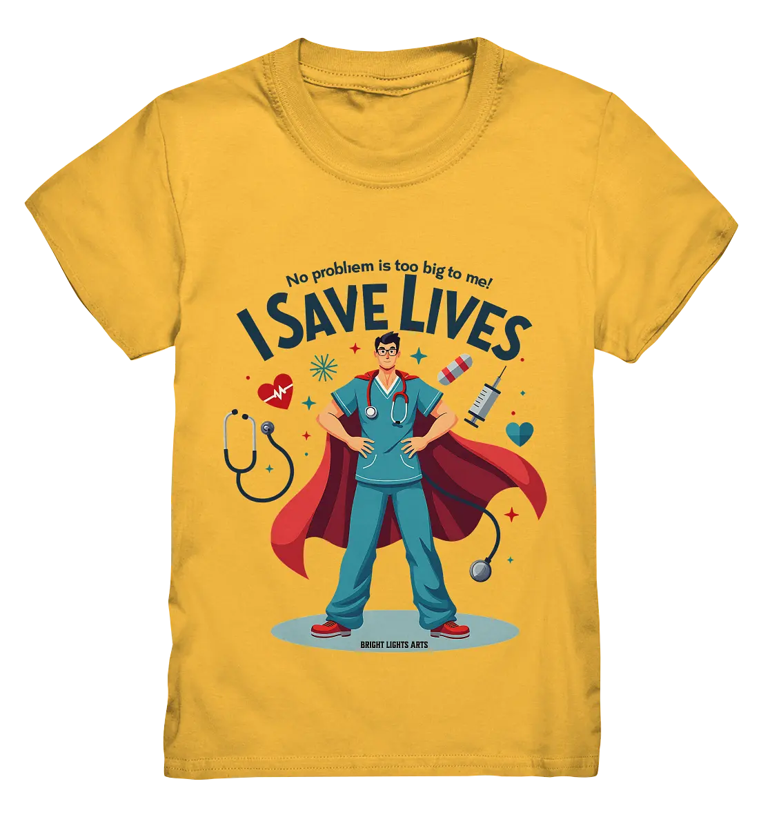 Heldenhafter Gesundheitsversorger im Superheldenstil I SAVE LIVES - Kids Premium Shirt Bright Lights Arts