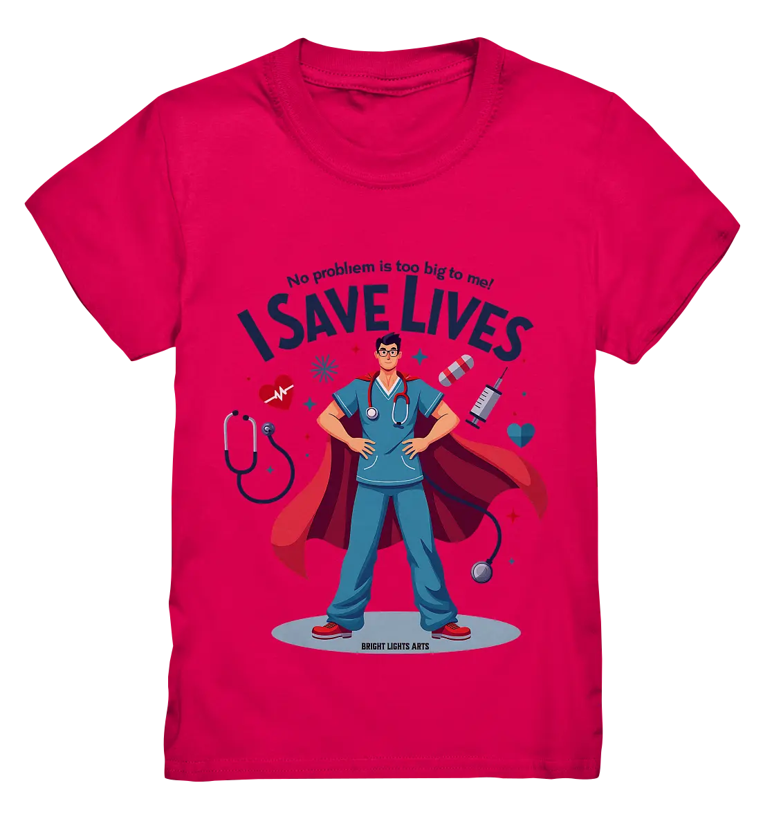 Heldenhafter Gesundheitsversorger im Superheldenstil I SAVE LIVES - Kids Premium Shirt Bright Lights Arts
