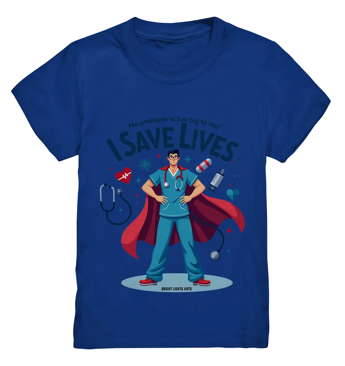 Heldenhafter Gesundheitsversorger im Superheldenstil I SAVE LIVES - Kids Premium Shirt Bright Lights Arts