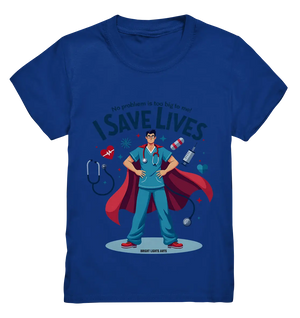Heldenhafter Gesundheitsversorger im Superheldenstil I SAVE LIVES - Kids Premium Shirt Bright Lights Arts
