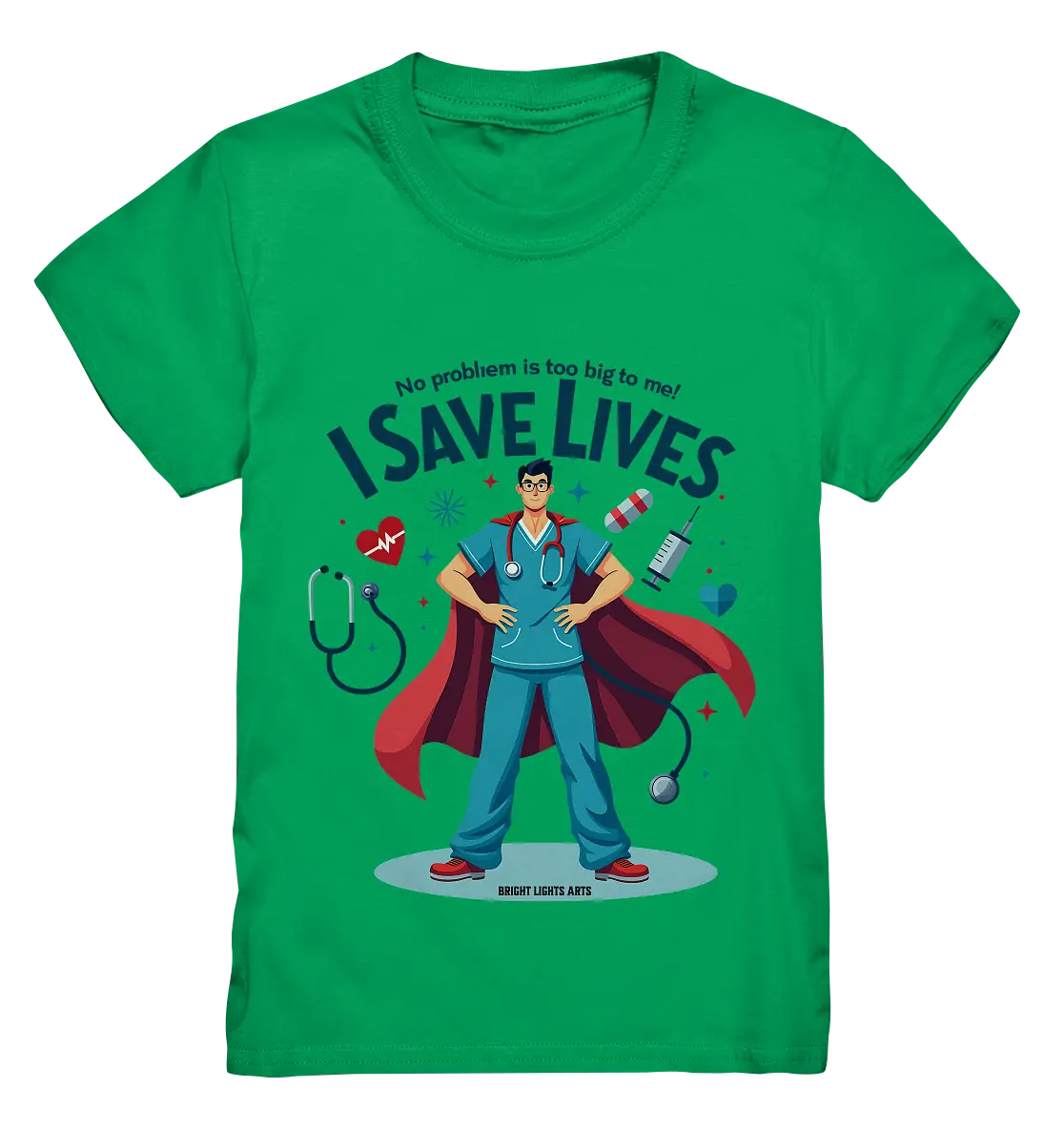 Heldenhafter Gesundheitsversorger im Superheldenstil I SAVE LIVES - Kids Premium Shirt Bright Lights Arts