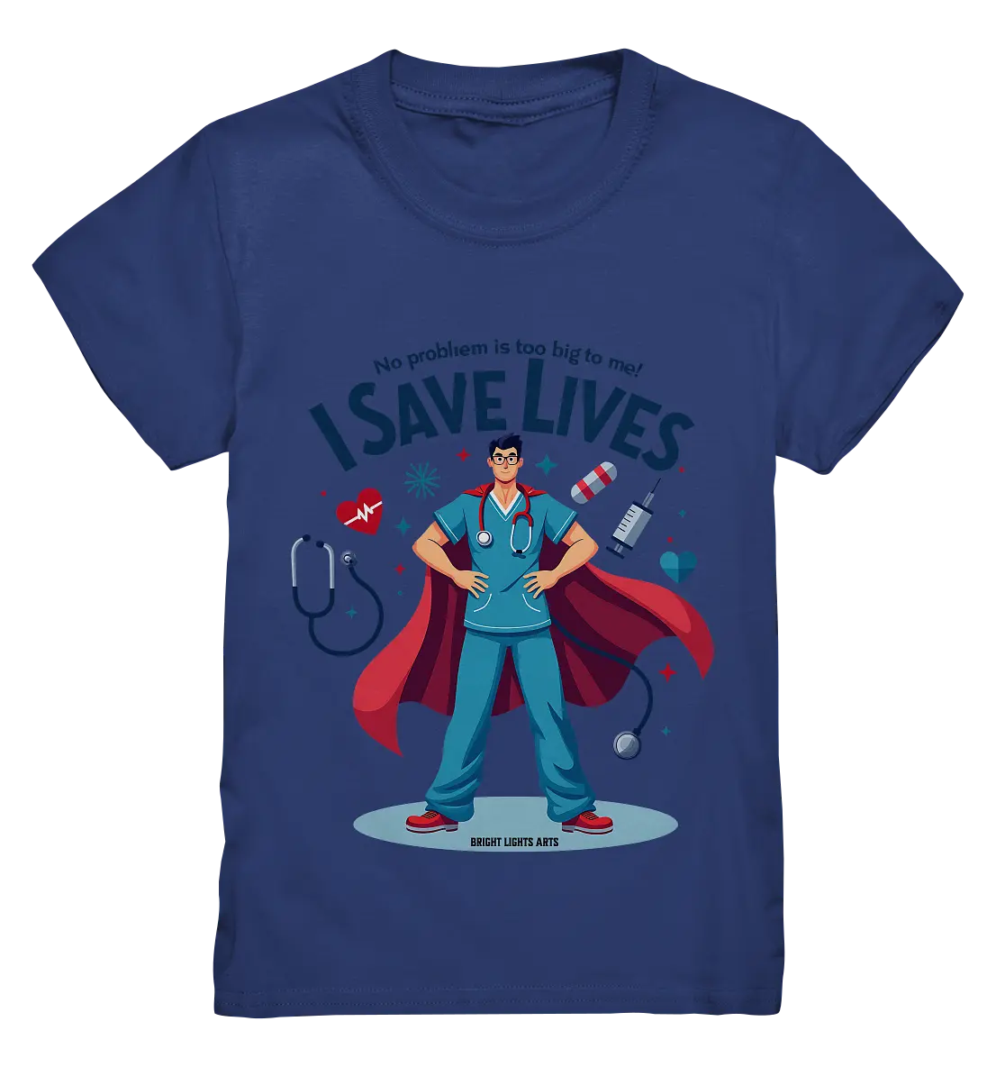 Heldenhafter Gesundheitsversorger im Superheldenstil I SAVE LIVES - Kids Premium Shirt Bright Lights Arts