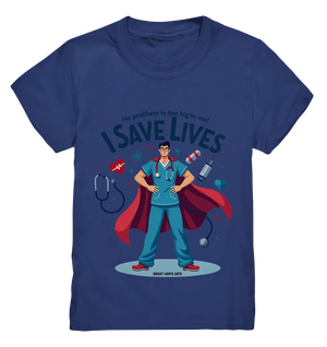 Heldenhafter Gesundheitsversorger im Superheldenstil I SAVE LIVES - Kids Premium Shirt Bright Lights Arts