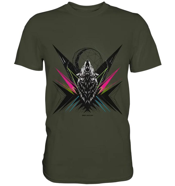 Heulender Wolf – Geometrisches Kunstwerk - Premium Shirt Bright Lights Arts