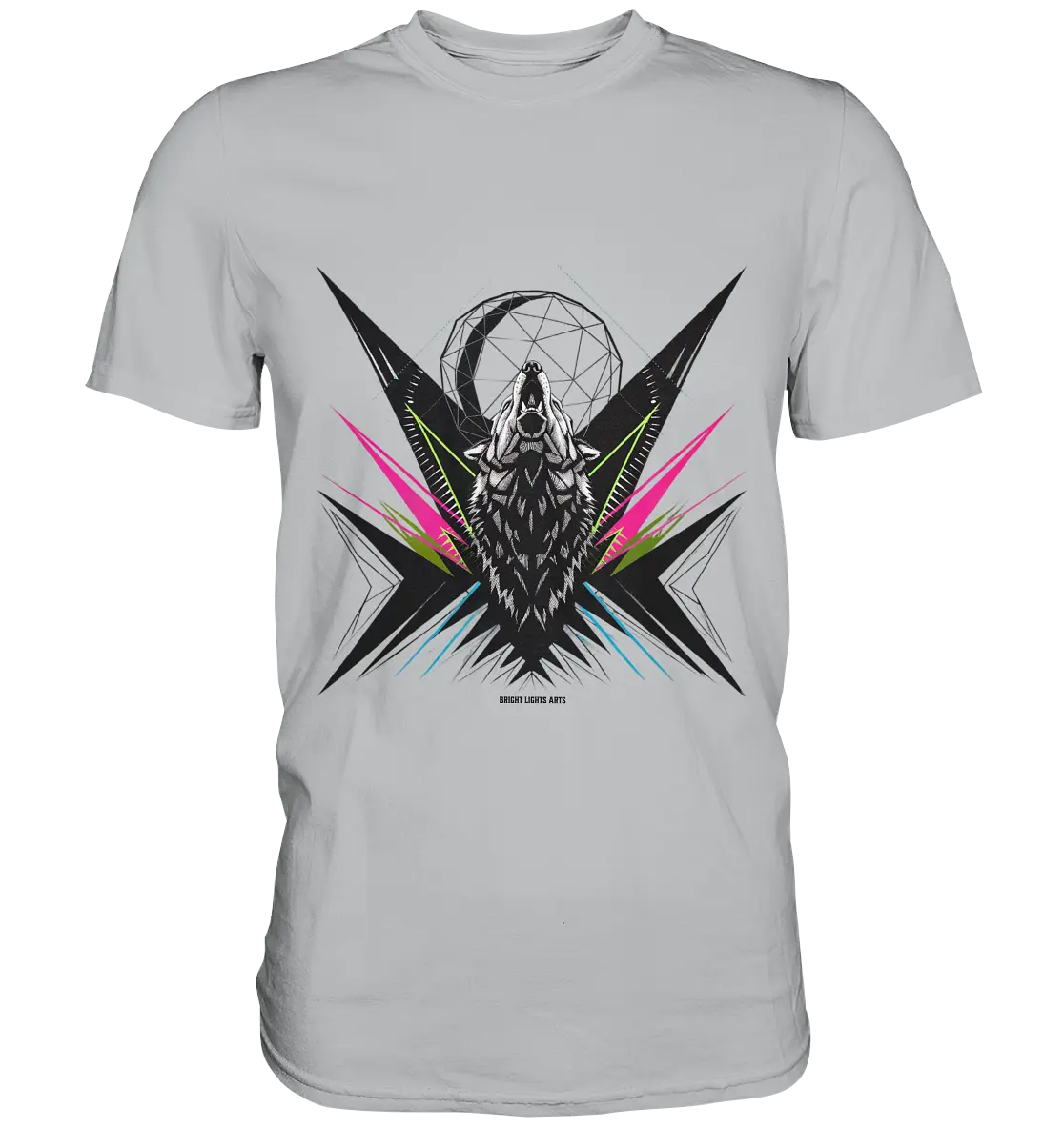 Heulender Wolf – Geometrisches Kunstwerk - Premium Shirt Bright Lights Arts
