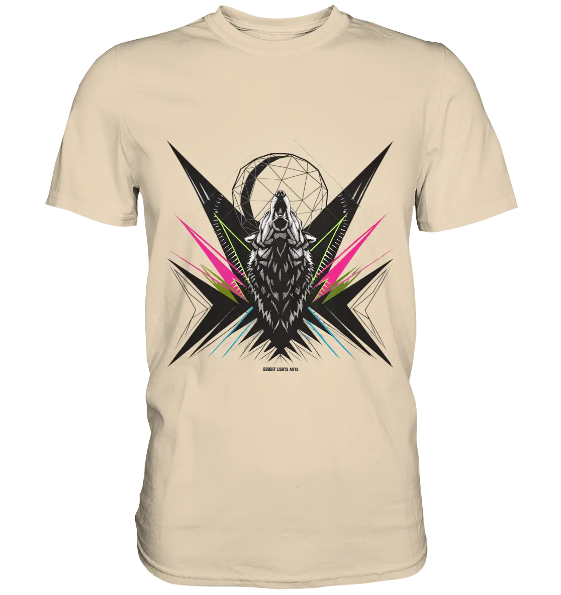 Heulender Wolf – Geometrisches Kunstwerk - Premium Shirt Bright Lights Arts