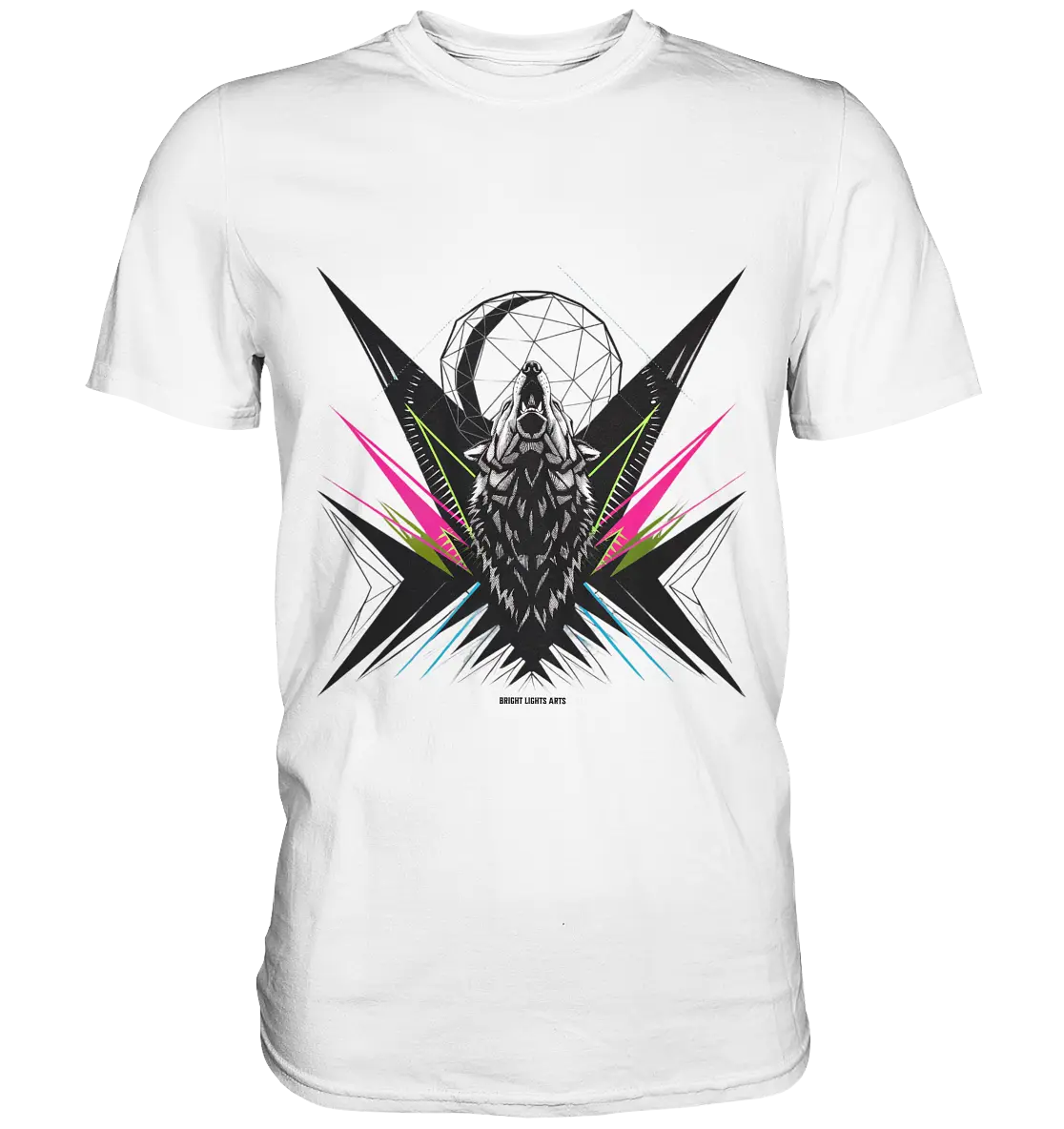 Heulender Wolf – Geometrisches Kunstwerk - Premium Shirt Bright Lights Arts