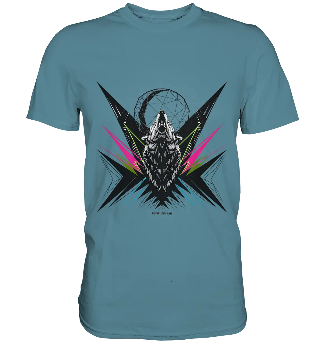 Heulender Wolf – Geometrisches Kunstwerk - Premium Shirt Bright Lights Arts