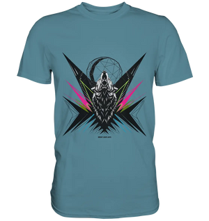 Heulender Wolf – Geometrisches Kunstwerk - Premium Shirt Bright Lights Arts