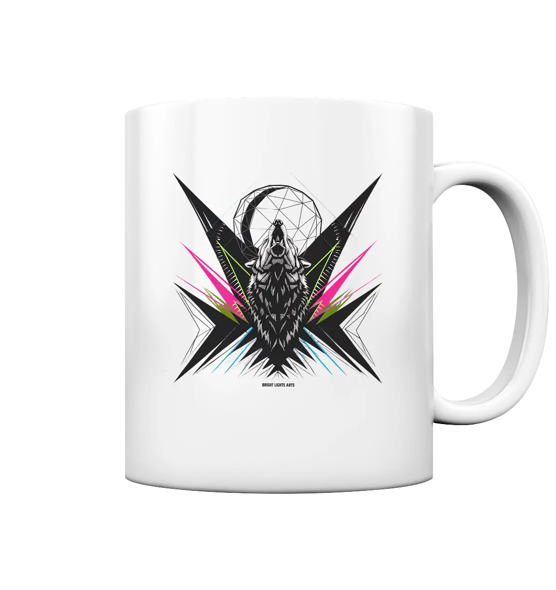Heulender Wolf – Geometrisches Kunstwerk - Tasse glossy Bright Lights Arts