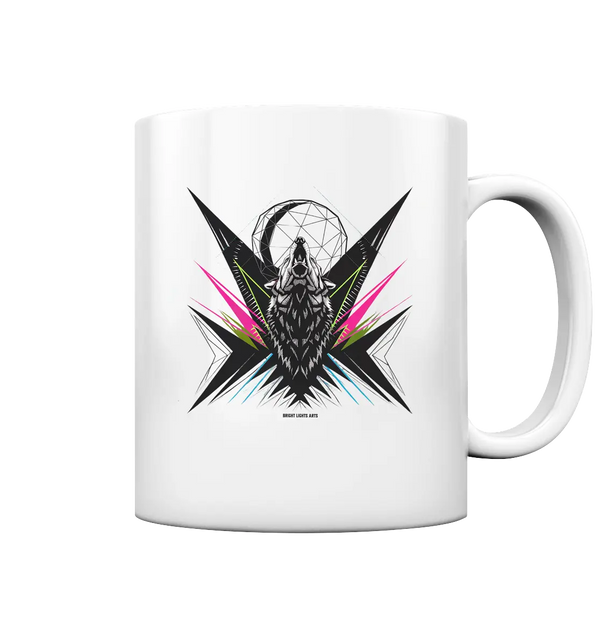 Heulender Wolf – Geometrisches Kunstwerk - Tasse glossy Bright Lights Arts