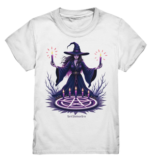 Hexen Illustration mit lila Kerzen und Pentagramm - Kids Premium Shirt Bright Lights Arts
