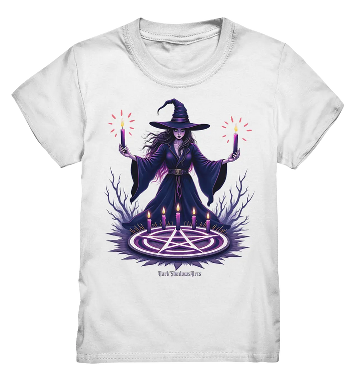 Hexen Illustration mit lila Kerzen und Pentagramm - Kids Premium Shirt Bright Lights Arts