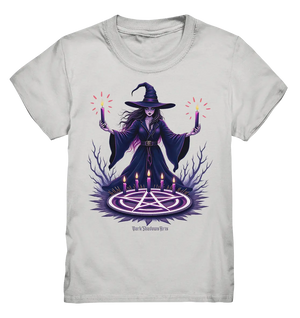 Hexen Illustration mit lila Kerzen und Pentagramm - Kids Premium Shirt Bright Lights Arts