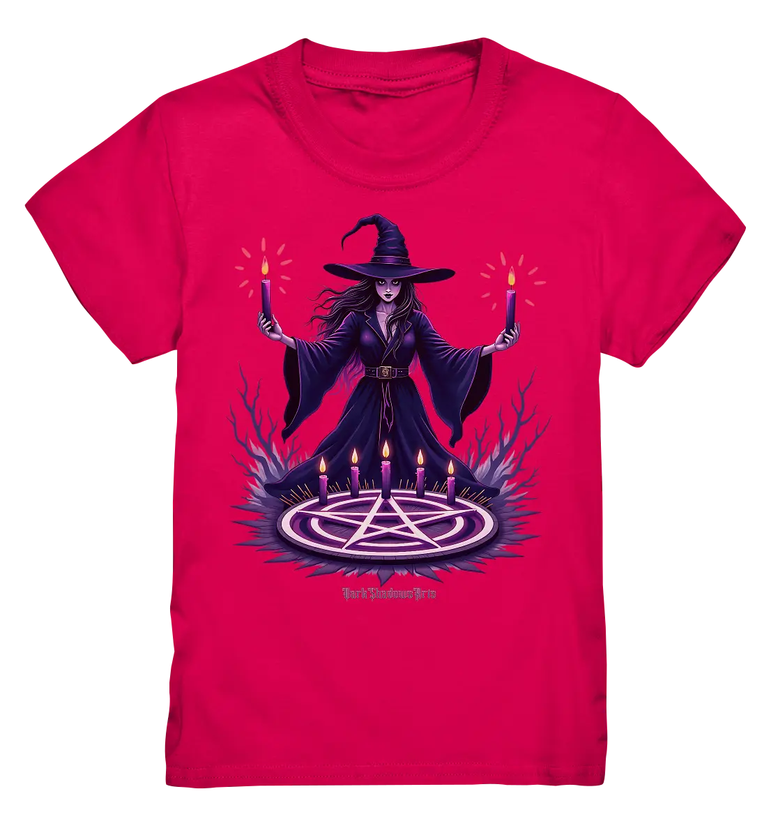 Hexen Illustration mit lila Kerzen und Pentagramm - Kids Premium Shirt Bright Lights Arts