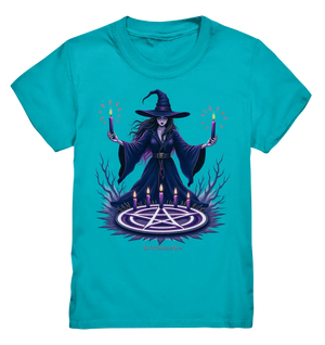 Hexen Illustration mit lila Kerzen und Pentagramm - Kids Premium Shirt Bright Lights Arts
