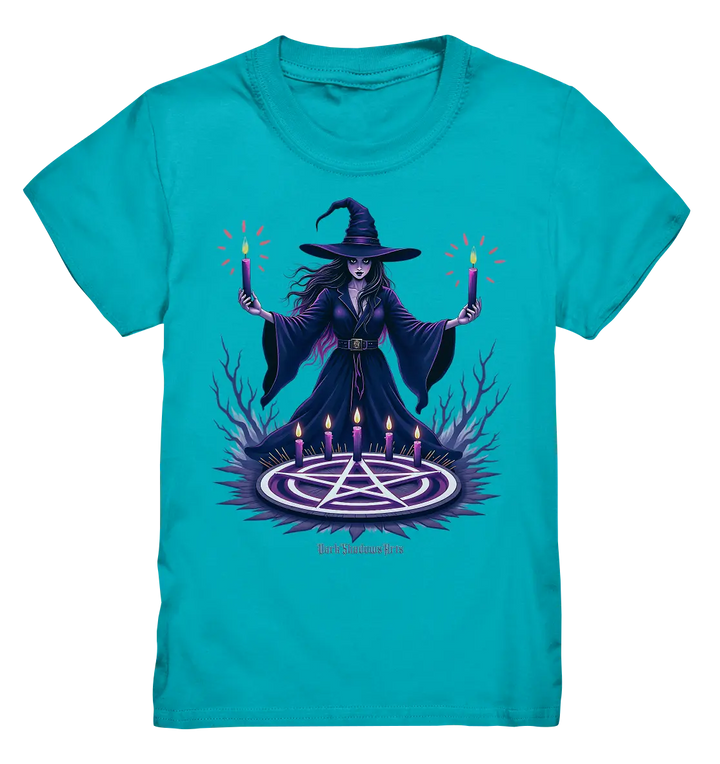 Hexen Illustration mit lila Kerzen und Pentagramm - Kids Premium Shirt Bright Lights Arts