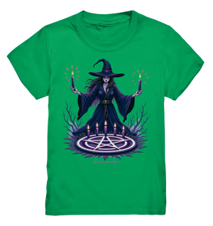 Hexen Illustration mit lila Kerzen und Pentagramm - Kids Premium Shirt Bright Lights Arts