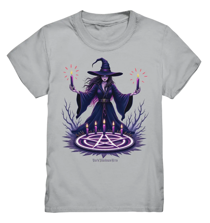 Hexen Illustration mit lila Kerzen und Pentagramm - Kids Premium Shirt Bright Lights Arts