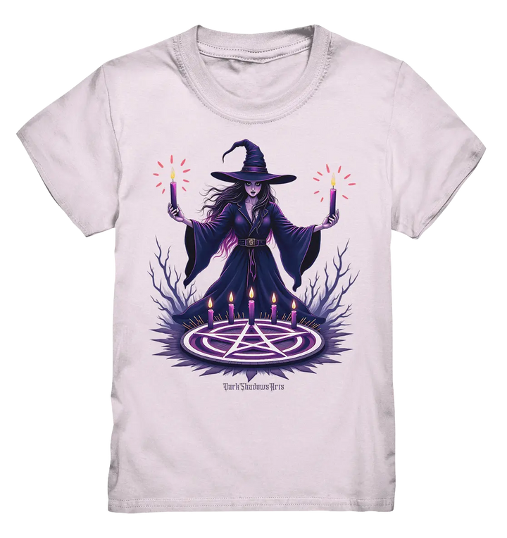 Hexen Illustration mit lila Kerzen und Pentagramm - Kids Premium Shirt Bright Lights Arts