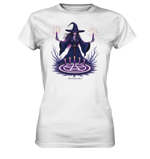 Hexen Illustration mit lila Kerzen und Pentagramm - Ladies Premium Shirt Bright Lights Arts