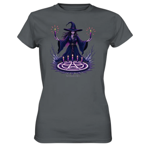 Hexen Illustration mit lila Kerzen und Pentagramm - Ladies Premium Shirt Bright Lights Arts