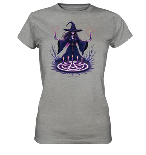 Hexen Illustration mit lila Kerzen und Pentagramm - Ladies Premium Shirt Bright Lights Arts