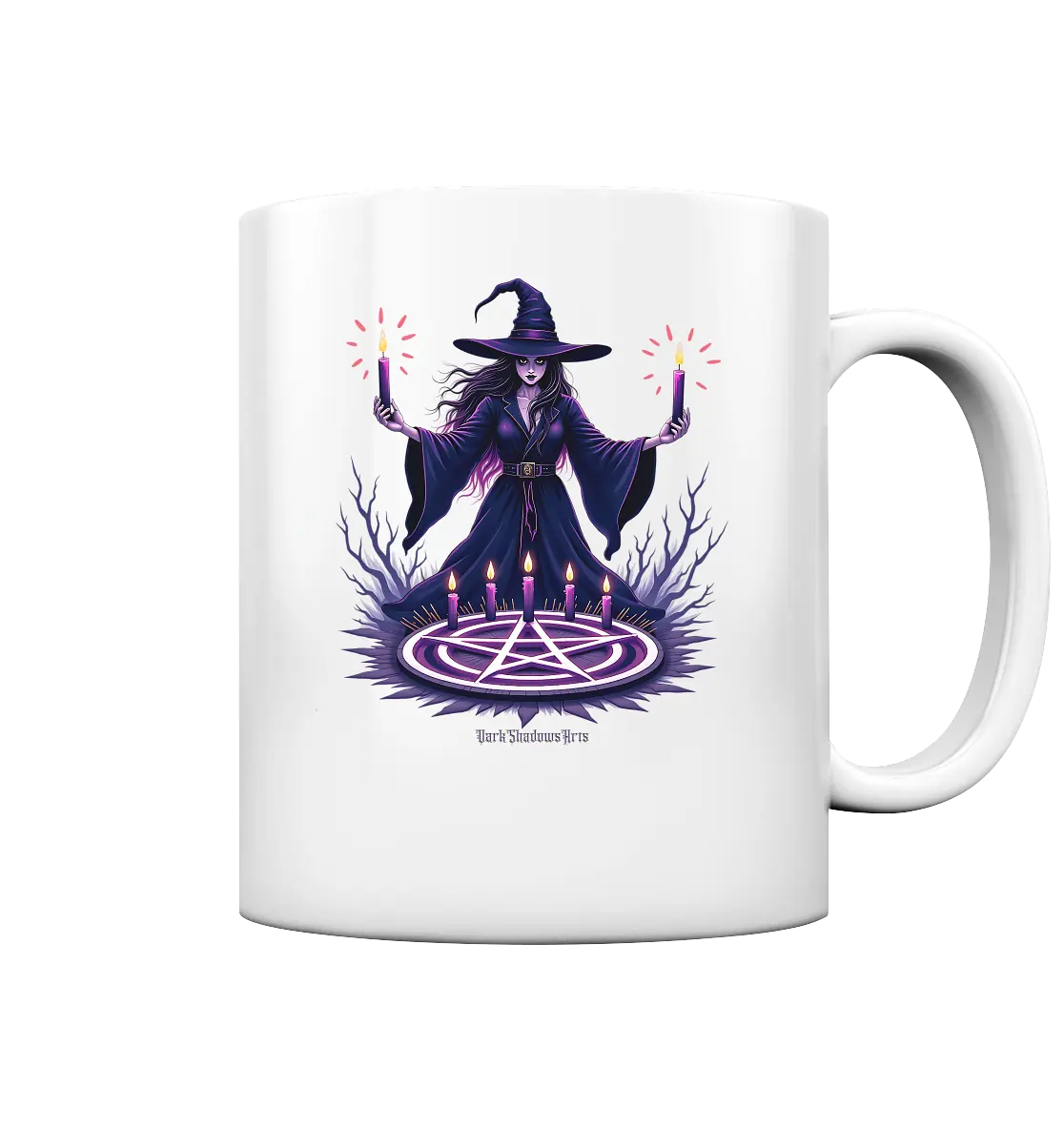 Hexen Illustration mit lila Kerzen und Pentagramm - Tasse glossy Bright Lights Arts