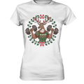 Hirsch mit Weihnachtspullover & Hanteln - Ladies Premium Shirt Bright Lights Arts
