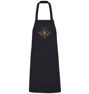 Hirsch mit Weihnachtspullover & Hanteln - Organic Grillschürze Bright Lights Arts