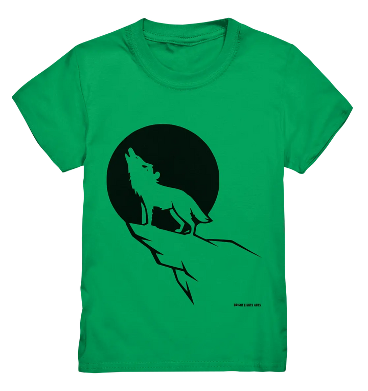 Howlender Wolf vor dunklem Mond - Kids Premium Shirt Bright Lights Arts