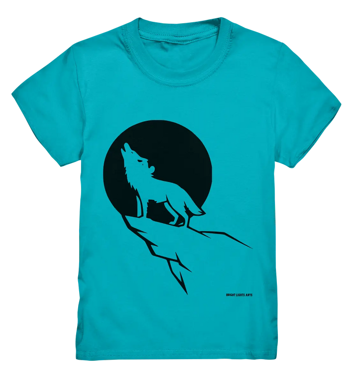 Howlender Wolf vor dunklem Mond - Kids Premium Shirt Bright Lights Arts