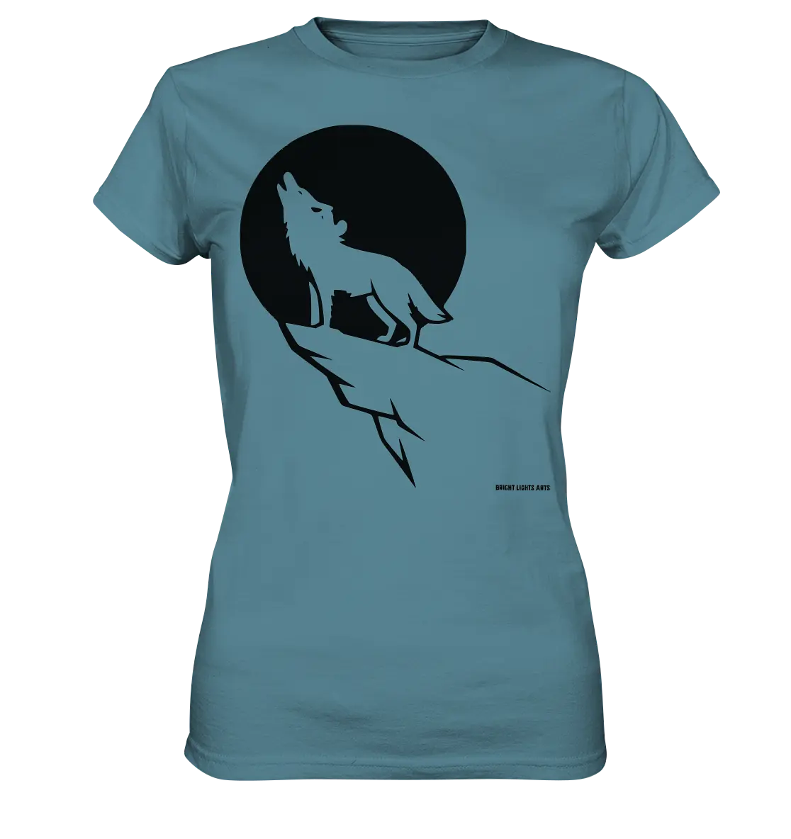 Howlender Wolf vor dunklem Mond - Ladies Premium Shirt Bright Lights Arts