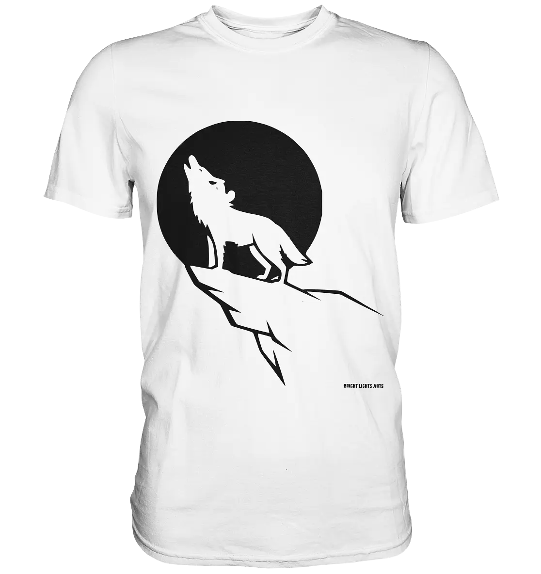 Howlender Wolf vor dunklem Mond - Premium Shirt Bright Lights Arts