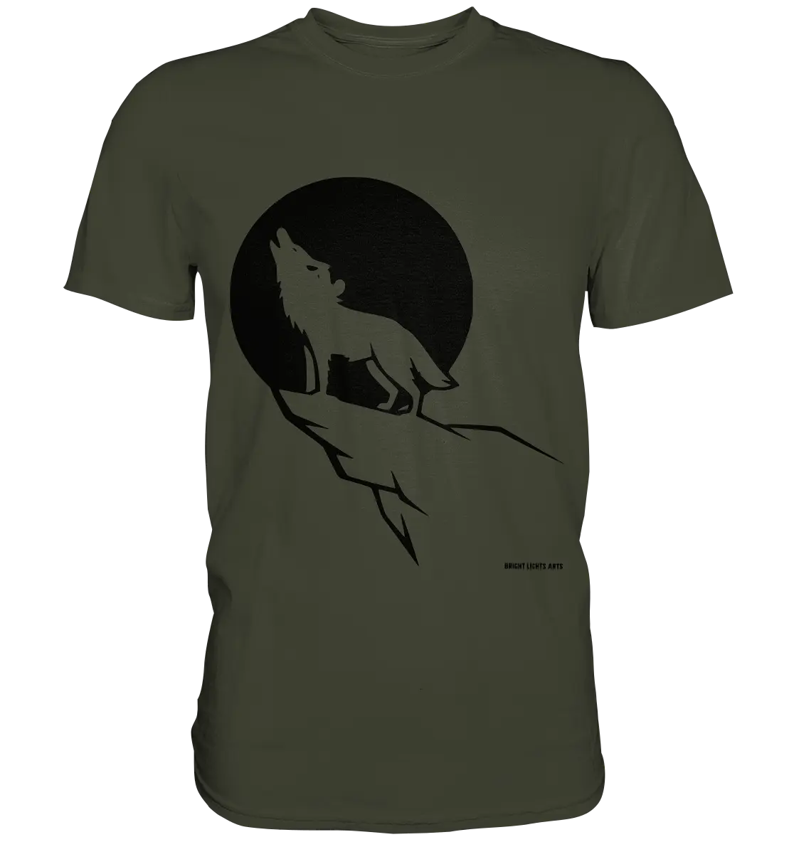 Howlender Wolf vor dunklem Mond - Premium Shirt Bright Lights Arts