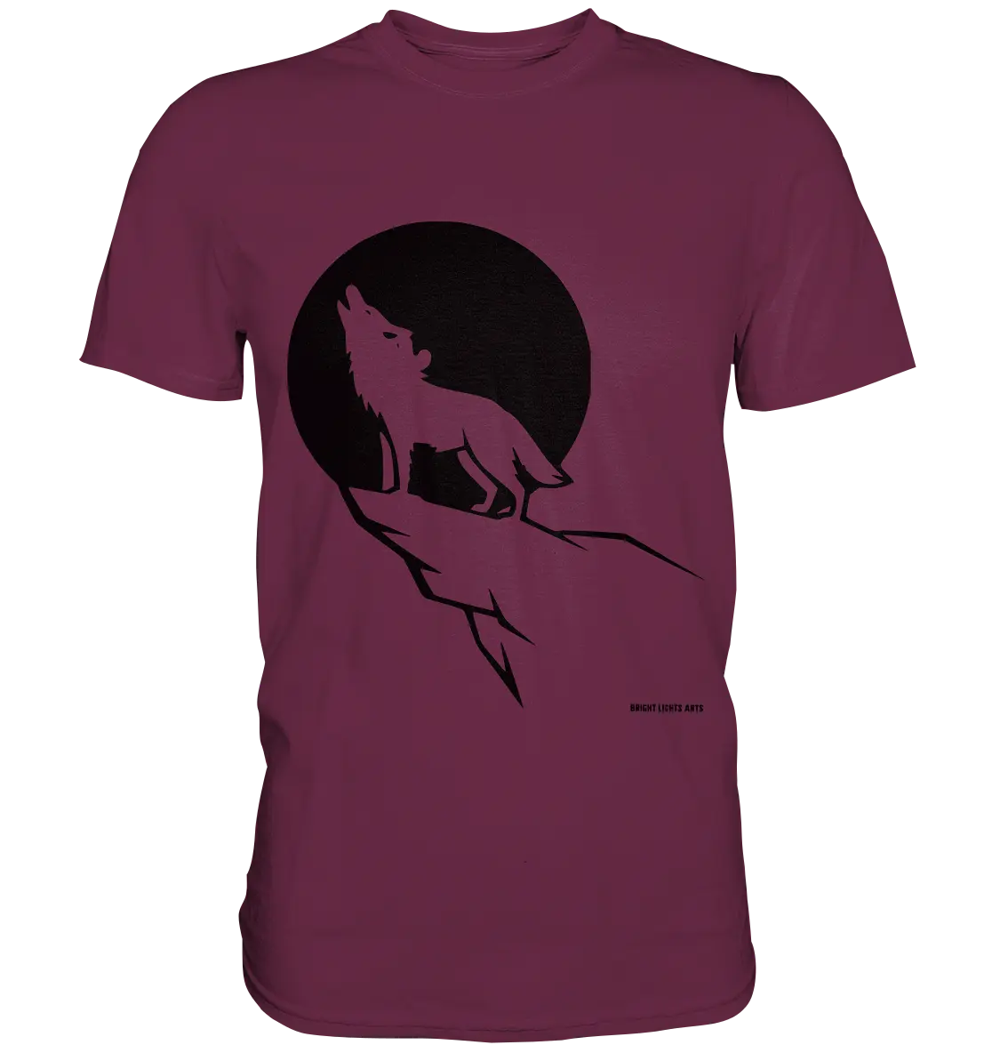 Howlender Wolf vor dunklem Mond - Premium Shirt Bright Lights Arts