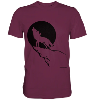 Howlender Wolf vor dunklem Mond - Premium Shirt Bright Lights Arts