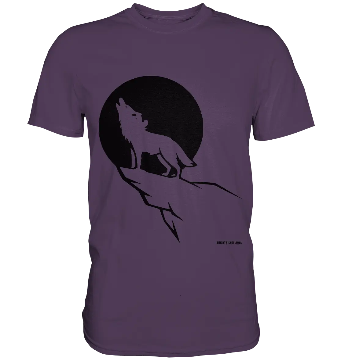 Howlender Wolf vor dunklem Mond - Premium Shirt Bright Lights Arts